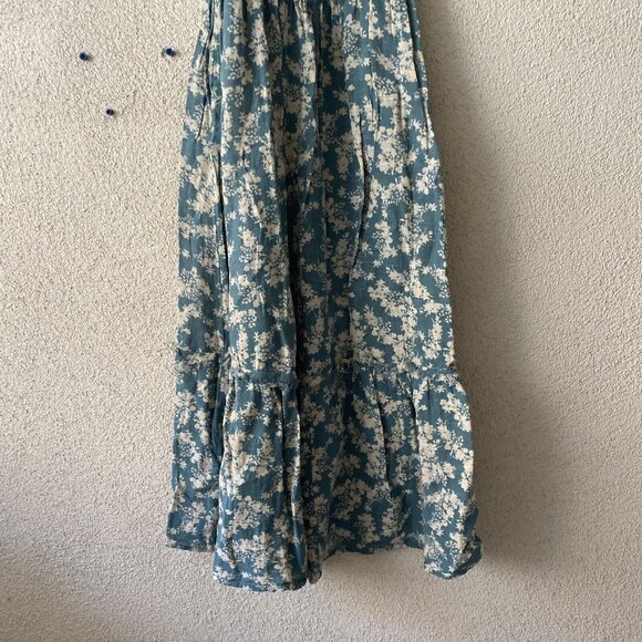Free People Printed Ellie Maxi Dress Green Floral Smocked Peasant Size Small - Picture 10 of 13